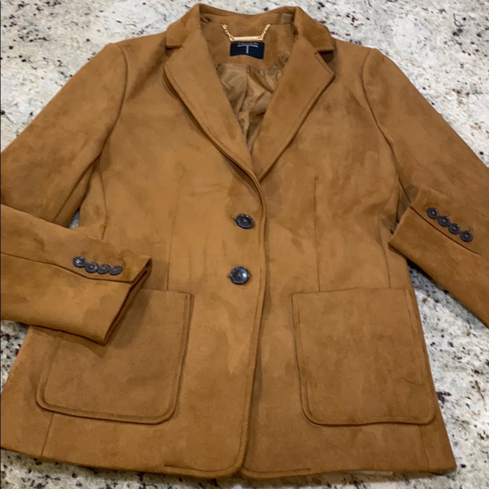 Tahari Faux Suede Leather Jacket Size 6